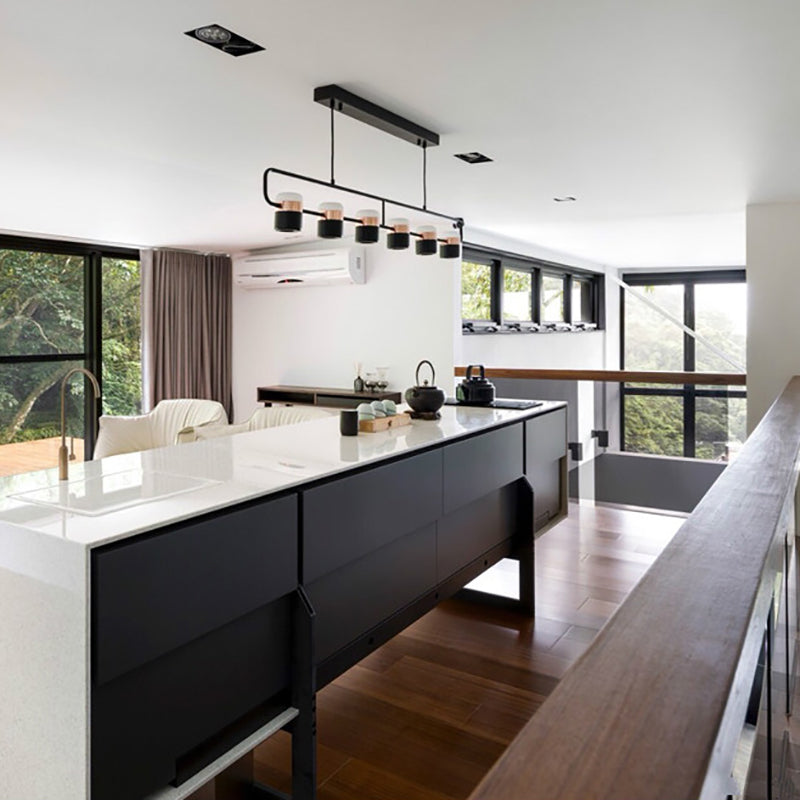 Modern Cylinder Island Light Fixture Multi-Head Restaurant Hanging Lamp with Acrylic Shade