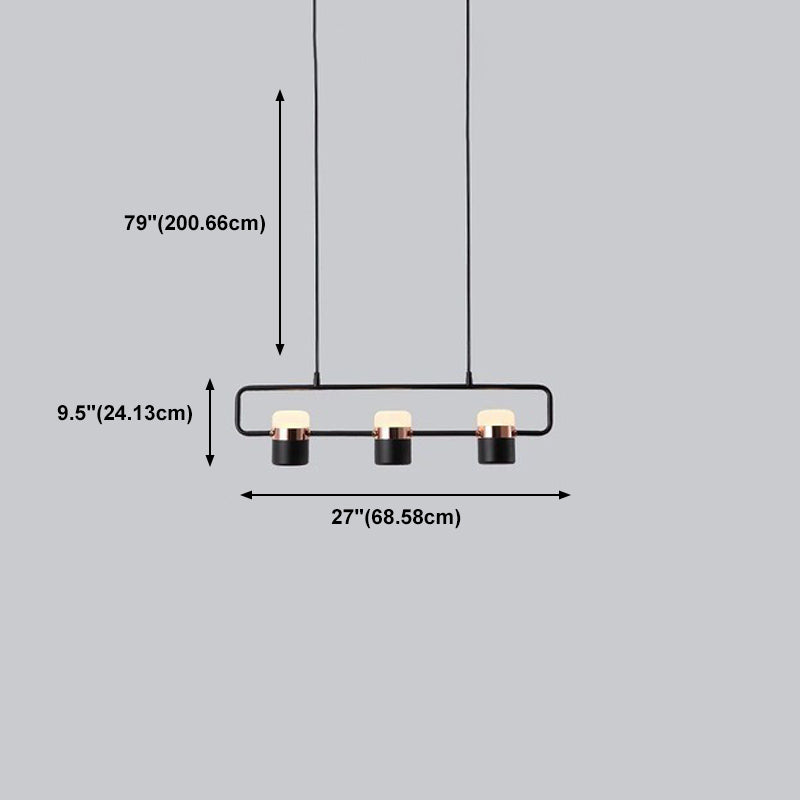 Modern Cylinder Island Light Fixture Multi-Head Restaurant Hanging Lamp with Acrylic Shade