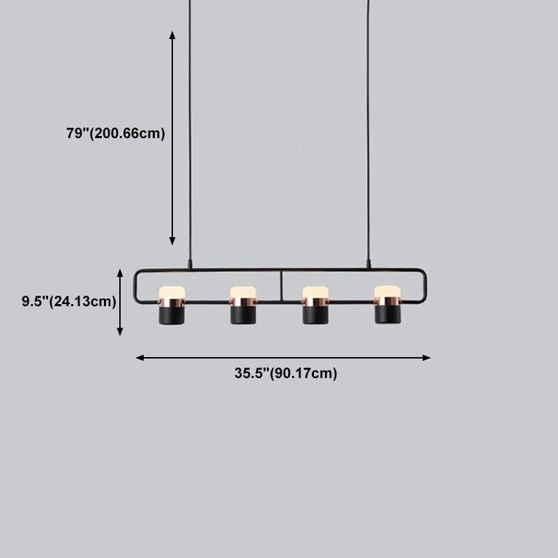 Modern Cylinder Island Light Fixture Multi-Head Restaurant Hanging Lamp with Acrylic Shade