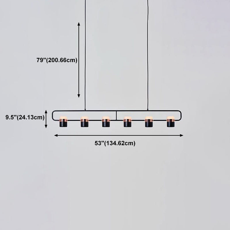 Modern Cylinder Island Light Fixture Multi-Head Restaurant Hanging Lamp with Acrylic Shade