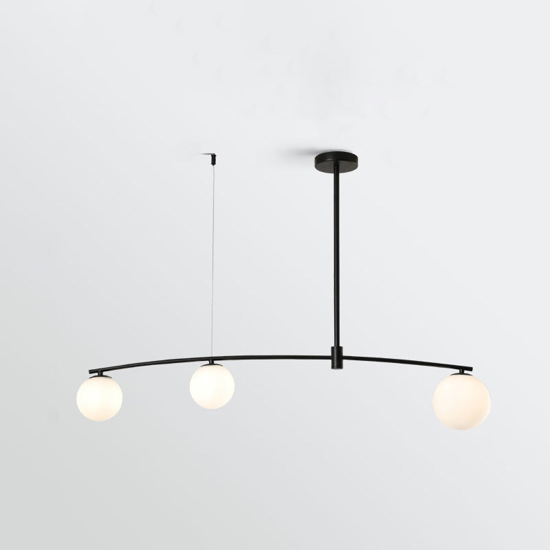 Modern Metal Island Light Fixture Multi-Head Restaurant Hanging Lamp with Glass Shade