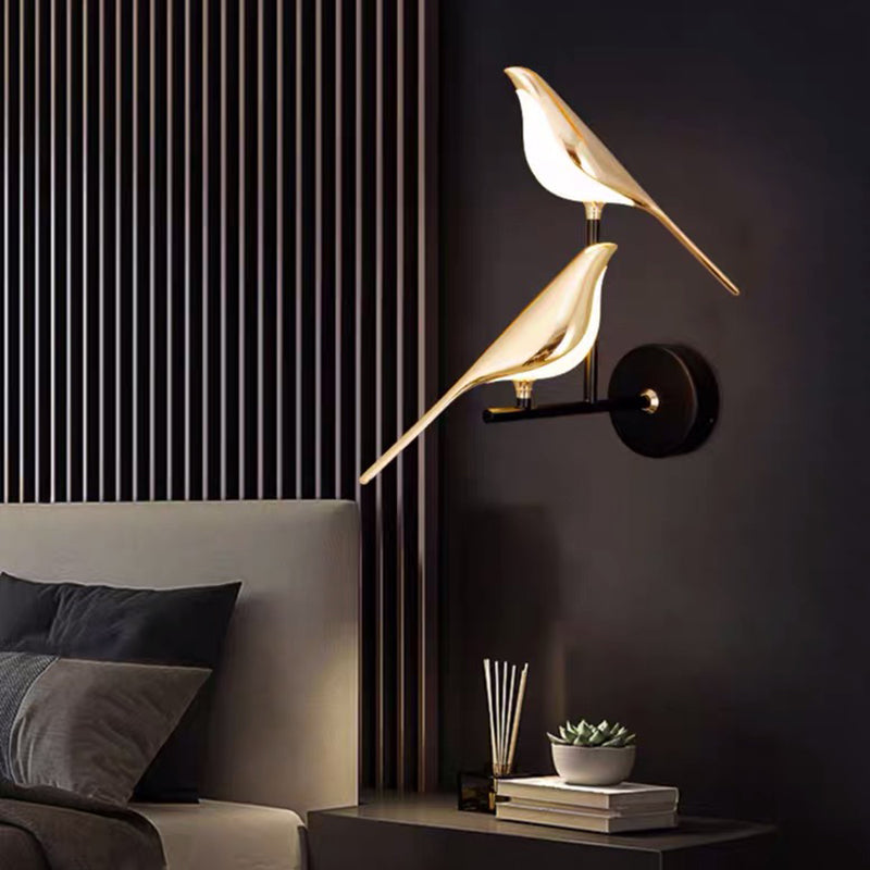 Nordischer Stil Metall Wandleuchte Vogelform Wandleuchte in Gold für Wohnzimmer