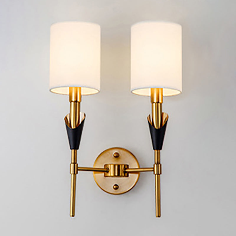 Nordic Style Metall Wandleuchter Zylinder Goldwandlicht mit natürlicher Sackleinen für Schlafzimmer
