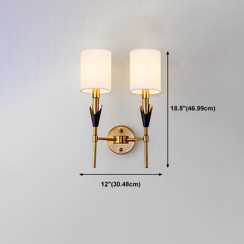 Nordic Style Metall Wandleuchter Zylinder Goldwandlicht mit natürlicher Sackleinen für Schlafzimmer