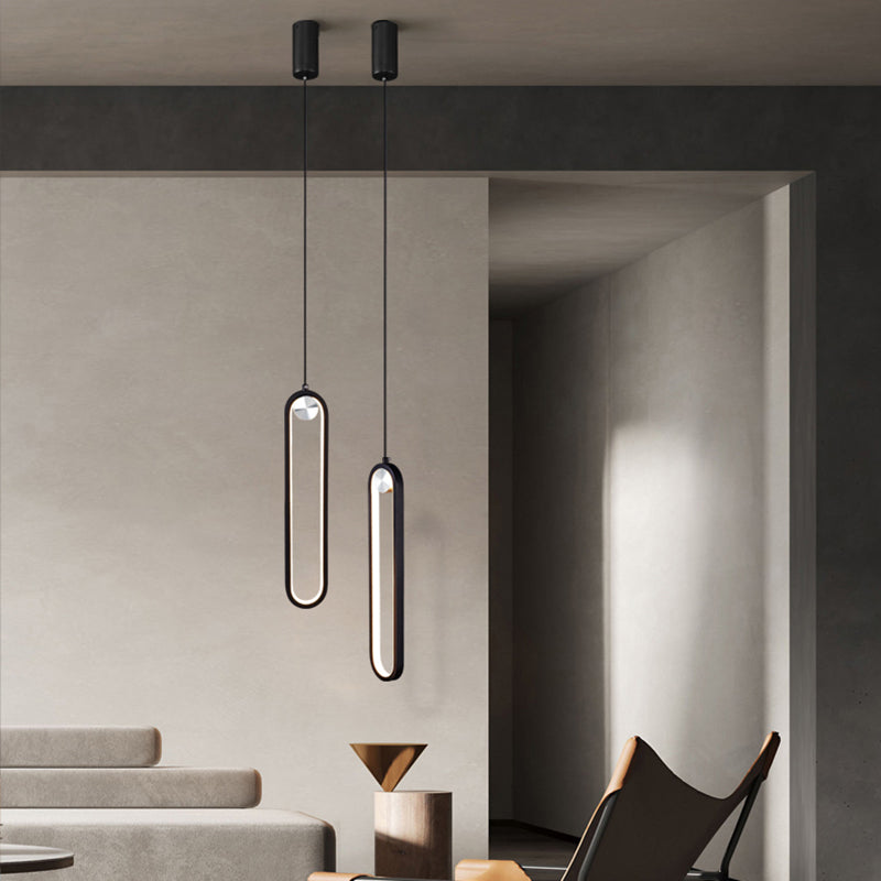Pendre du salon LED Minimaliste forme ovale Lumière suspendue avec une nuance de gel de silice