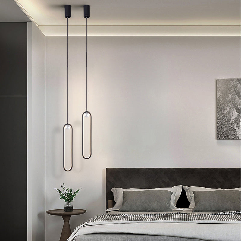 Pendre du salon LED Minimaliste forme ovale Lumière suspendue avec une nuance de gel de silice