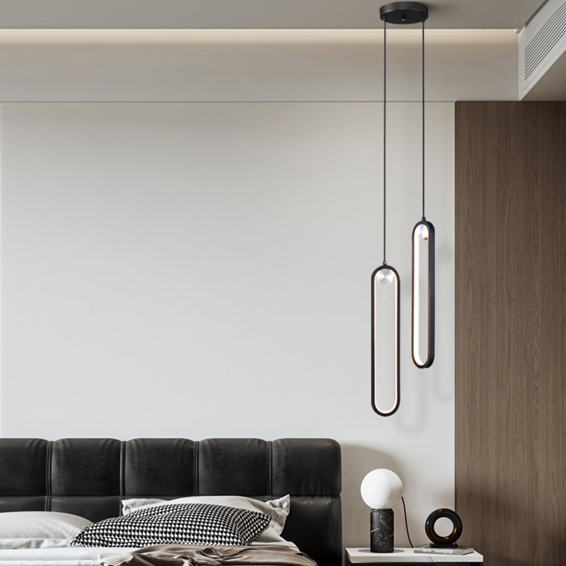 Pendre du salon LED Minimaliste forme ovale Lumière suspendue avec une nuance de gel de silice
