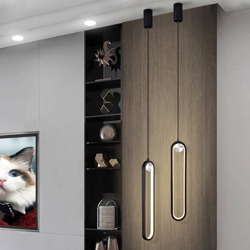 Pendre du salon LED Minimaliste forme ovale Lumière suspendue avec une nuance de gel de silice