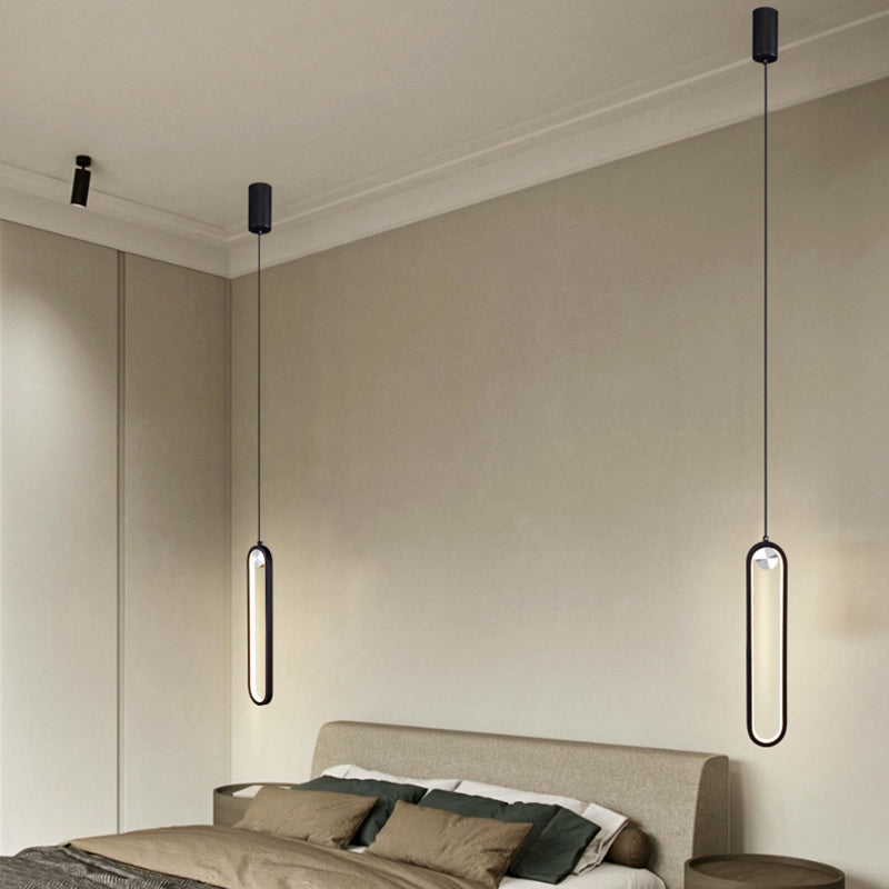 Pendre du salon LED Minimaliste forme ovale Lumière suspendue avec une nuance de gel de silice