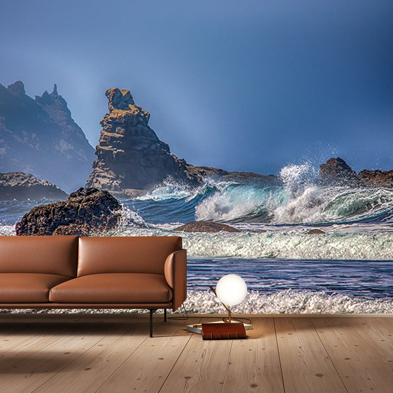 Sea Wave Photography Mural Wallpaper Environment Friendly Living Room Wall Mural