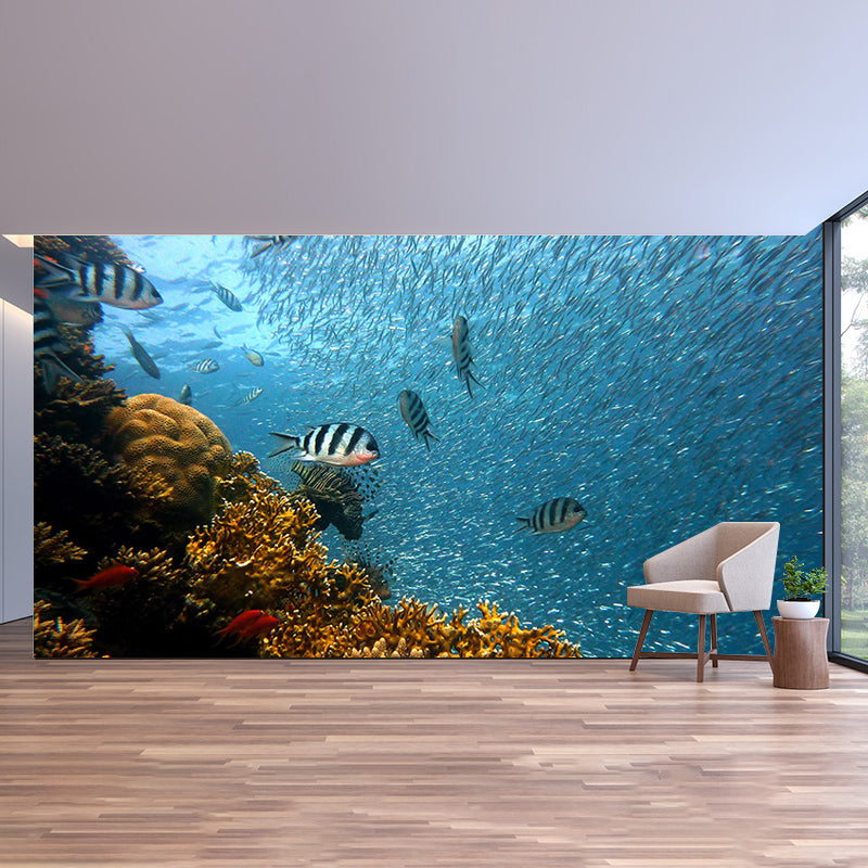 Eco-friendly Wall Mural Wallpaper Underwater World Sitting Room Wall Mural