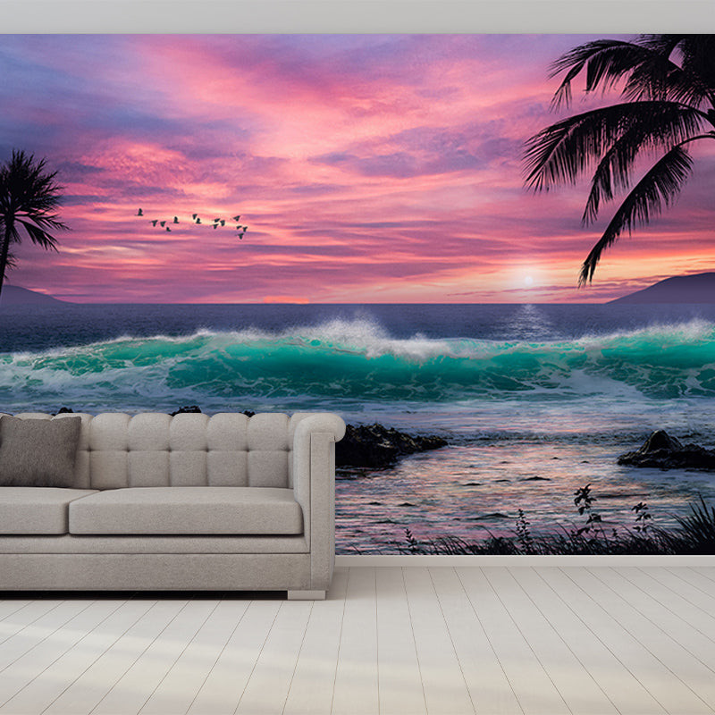 Tropical Scenery Resistant Mural Wallpaper Environment Friendly Sleeping Room Wall Mural