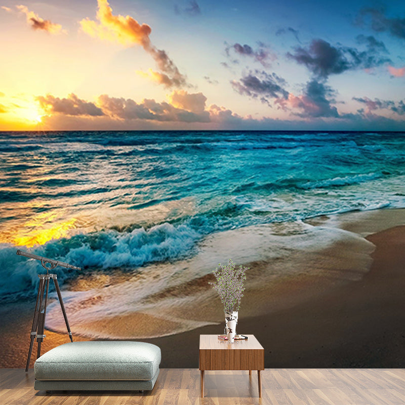 Tropical Scenery Resistant Mural Wallpaper Environment Friendly Sleeping Room Wall Mural