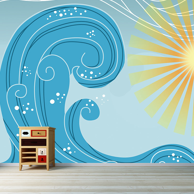 Modern Illustration Mural Wallpaper Sea Wave Indoor Wall Mural
