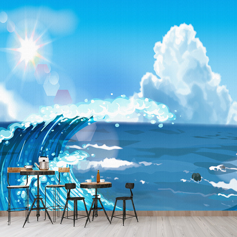 Modern Illustration Mural Wallpaper Sea Wave Indoor Wall Mural