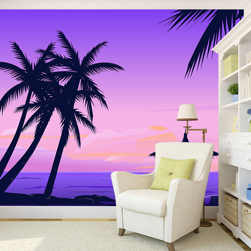 Washable Illustration Mural Wallpaper Tropical Scenery Indoor Wall Mural