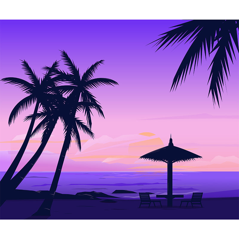 Washable Illustration Mural Wallpaper Tropical Scenery Indoor Wall Mural