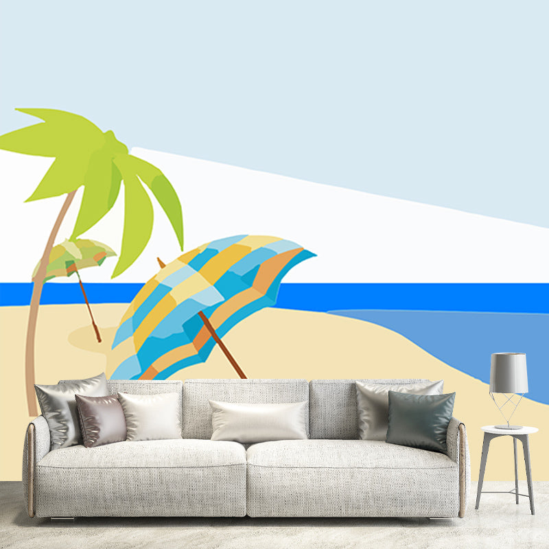 Washable Illustration Mural Wallpaper Tropical Scenery Indoor Wall Mural