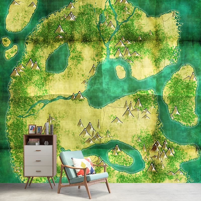 Bright Color Wall Mural Wallpaper Map Sitting Room Wall Mural