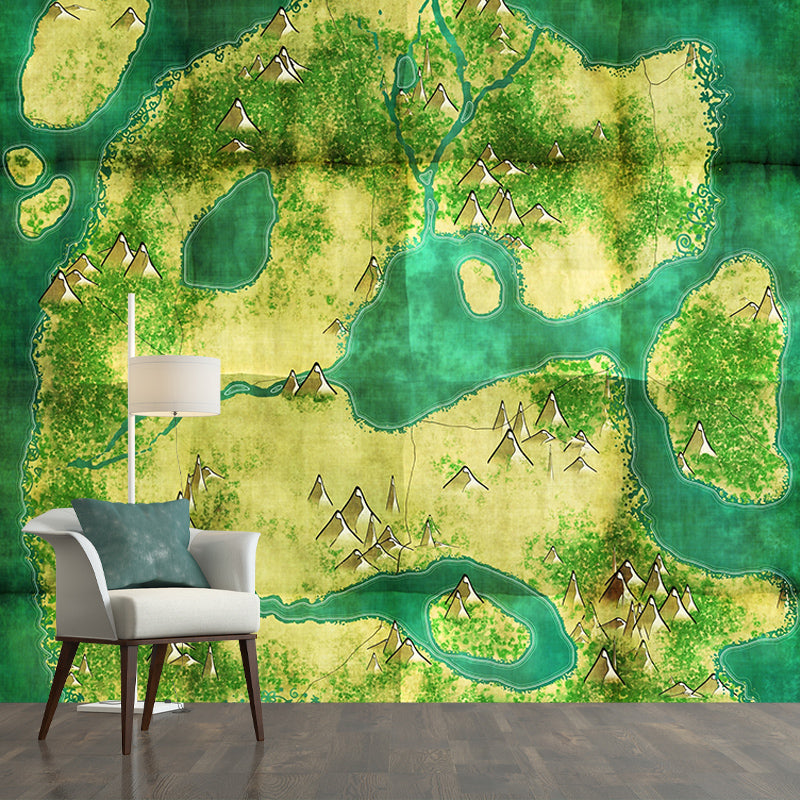 Bright Color Wall Mural Wallpaper Map Sitting Room Wall Mural