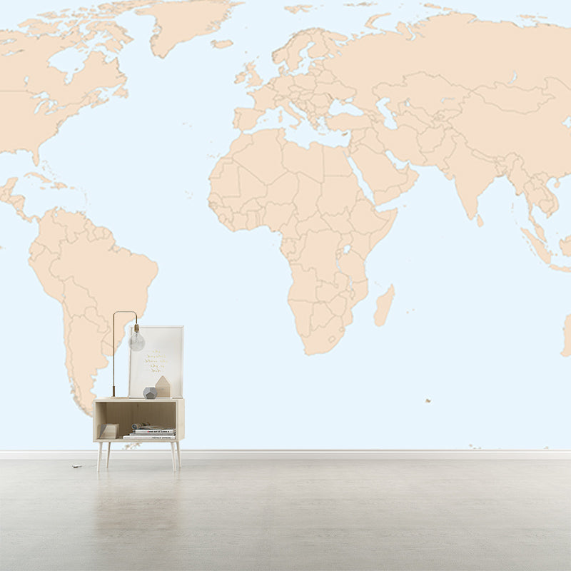 World Map Mildew Resistant Mural Wallpaper Sleeping Room Wall Mural