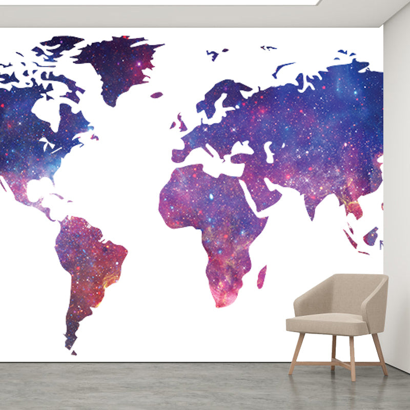 Illustration Stain Resistant Mural Wallpaper World Map Living Room Wall Mural