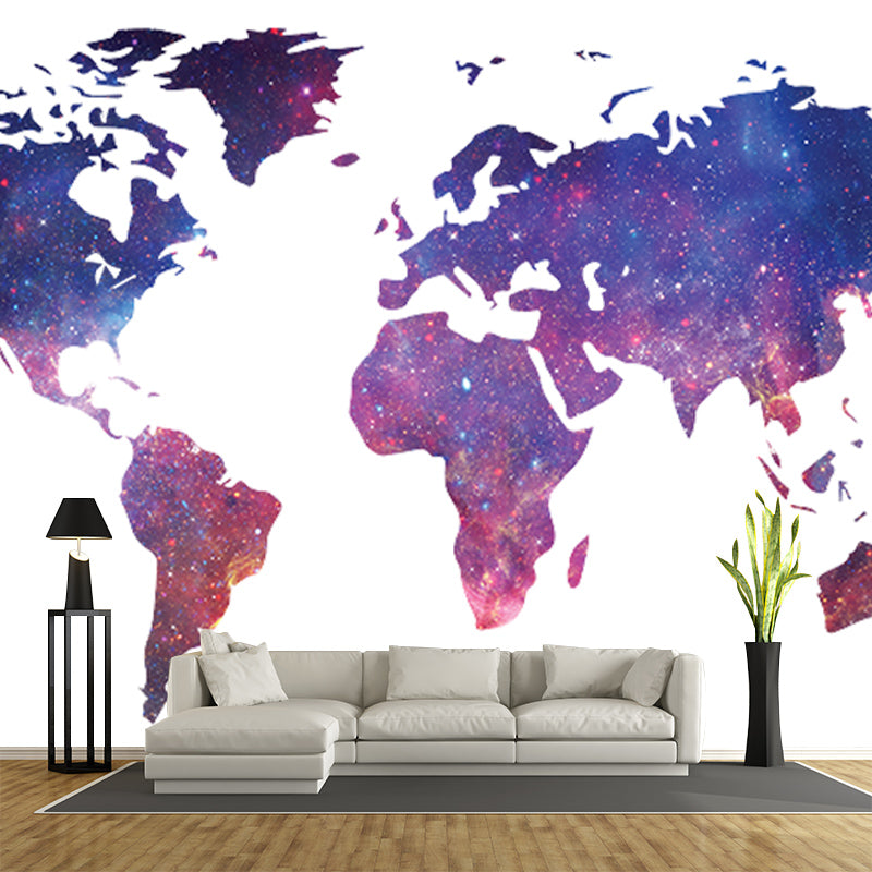 Illustration Stain Resistant Mural Wallpaper World Map Living Room Wall Mural