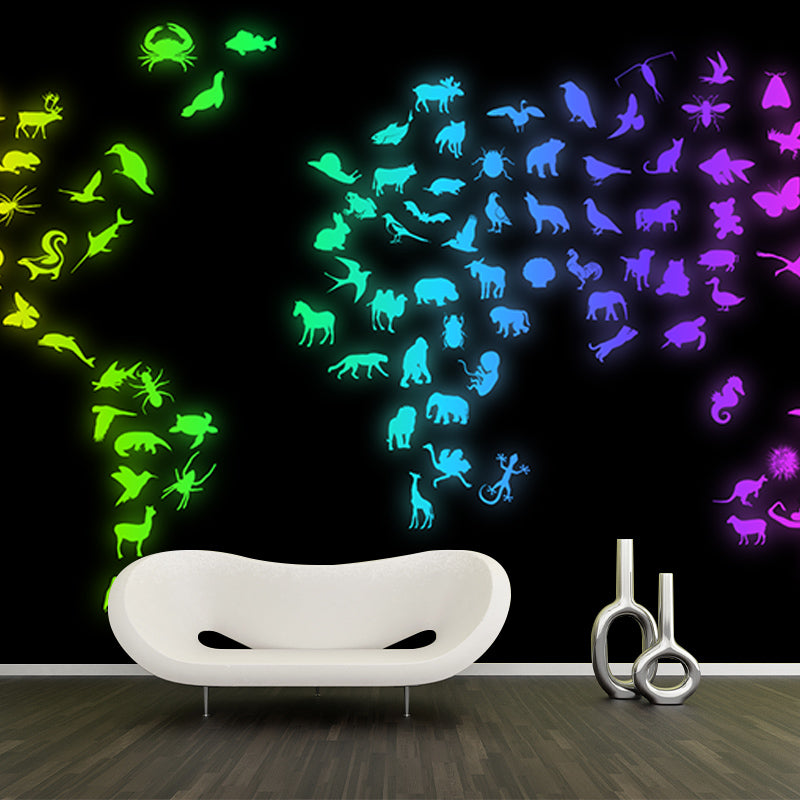 Illustration Stain Resistant Mural Wallpaper World Map Living Room Wall Mural