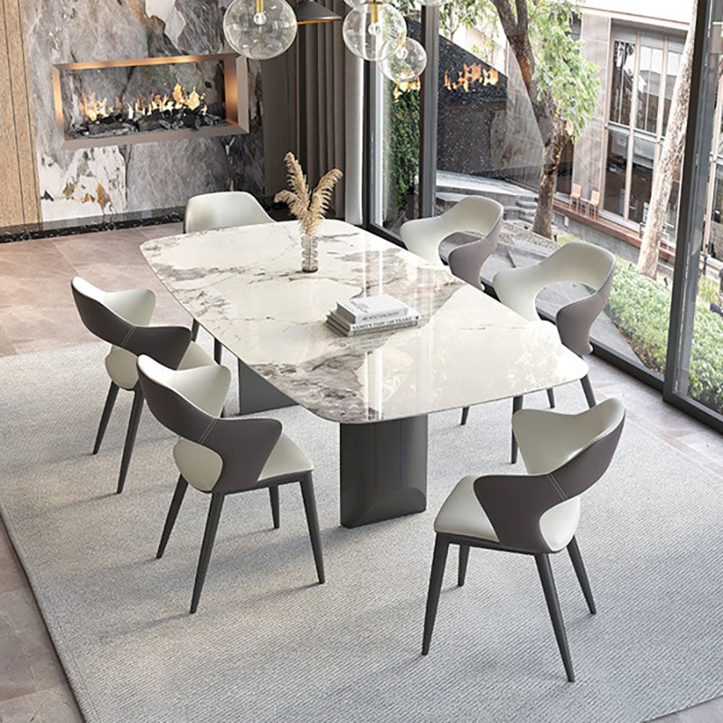 1/2/5/6/7 Pieces Dining Set Modern Sintered Stone Dining Table set with Leather Chairs