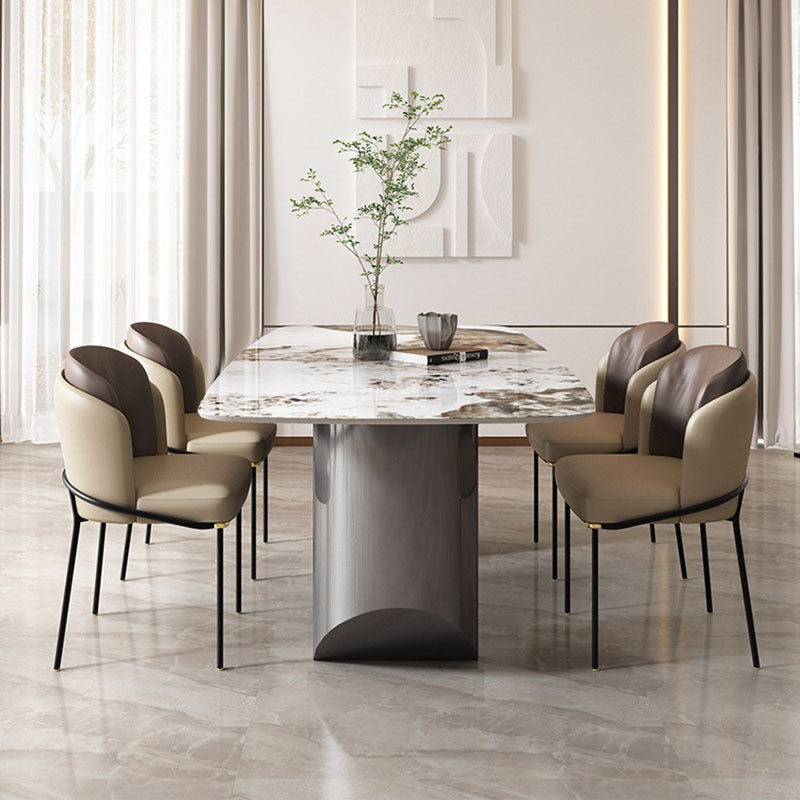 1/2/5/6/7 Pieces Dining Set Modern Sintered Stone Dining Table set with Leather Chairs