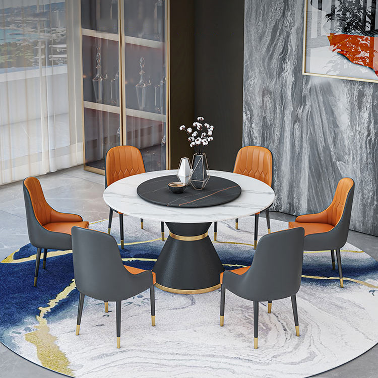 1/2/7/9 Pcs Metal Modern Dining Room Set with Round Table and Pedestal Base Dining Set