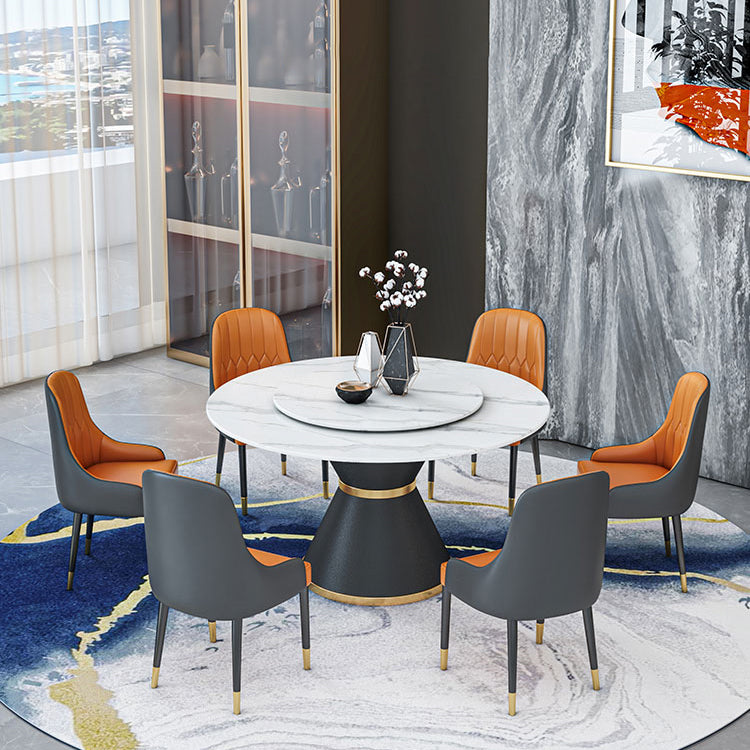 1/2/7/9 Pcs Metal Modern Dining Room Set with Round Table and Pedestal Base Dining Set