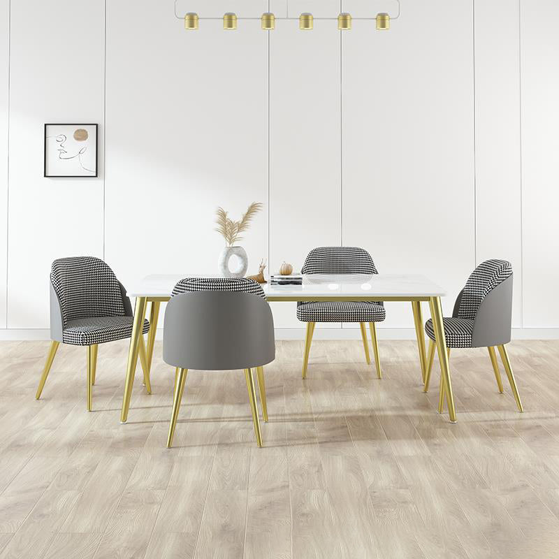 1/4/5/7 Pcs Metal Nordic Dining Set with Rectangle Table Dinette Set
