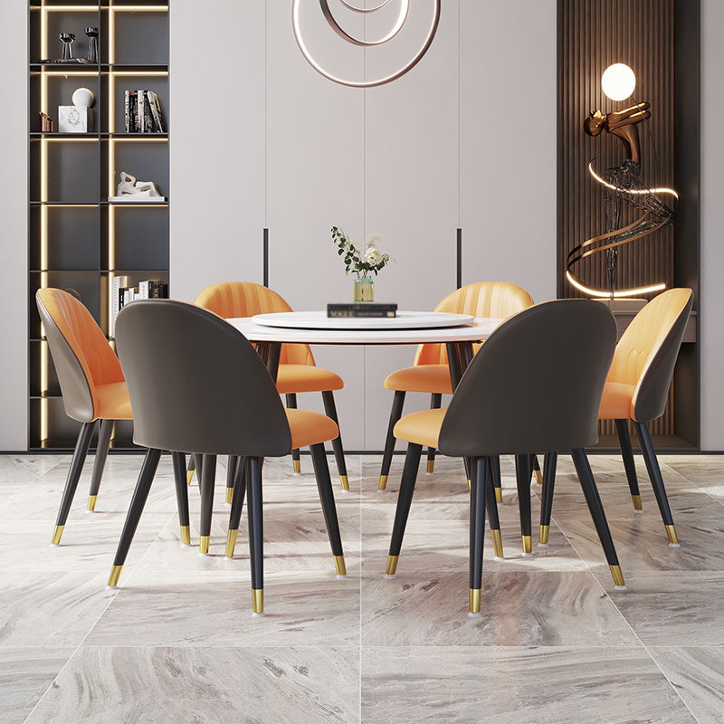 1/4/7 PCS Metal Modern Dining Room Ensemble avec table ronde et jambes en acier