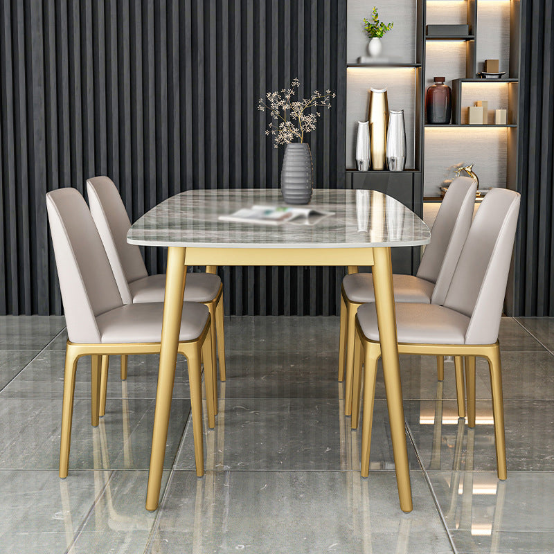 Noordse 1/2/5/7 stukken Dinerset Sintered Stone Eetting Table Set met lederen stoelen