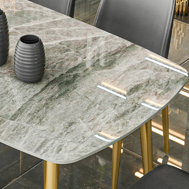 Noordse 1/2/5/7 stukken Dinerset Sintered Stone Eetting Table Set met lederen stoelen