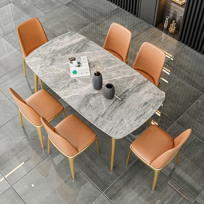 Noordse 1/2/5/7 stukken Dinerset Sintered Stone Eetting Table Set met lederen stoelen