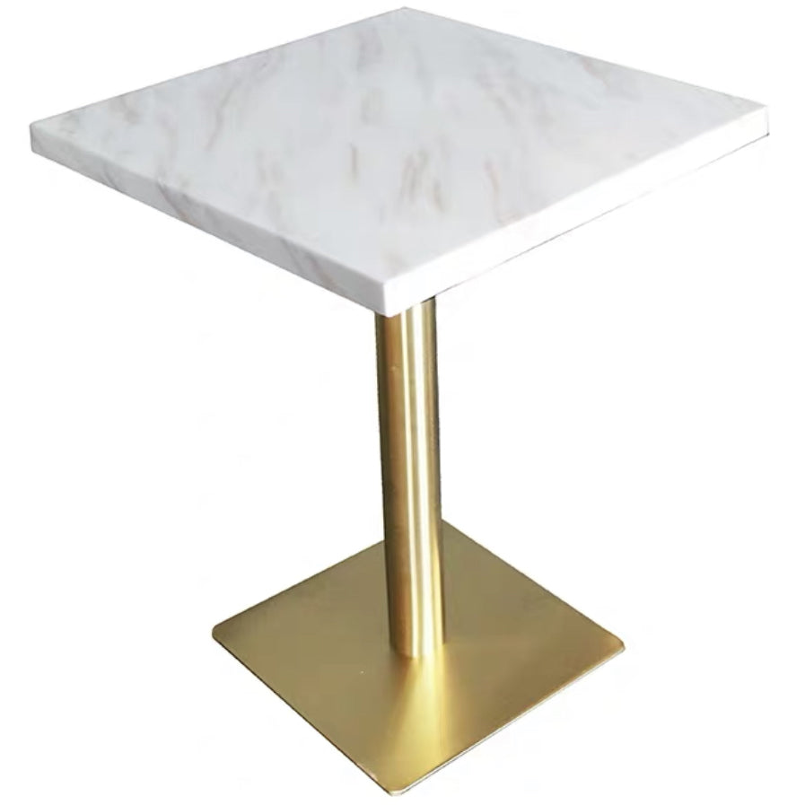 Metal Industrial Pedestal Dining Table Marble Top Table for Dining Room