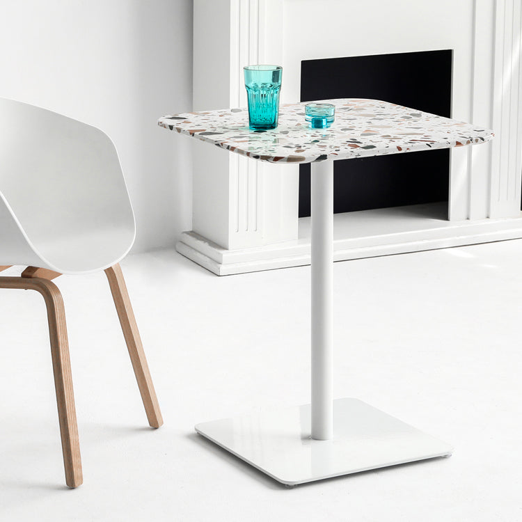 Mesa de comedor de pedestal de metal industrial para comedor para comedor