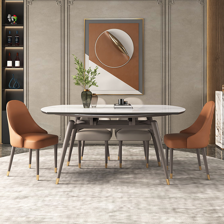 Mesa de comedor de lujo tradicional mesa de comedor de piedra sinterizada con 4 patas de madera