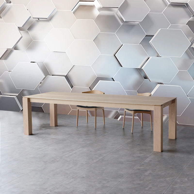 Wood Dining Table Rectangle Modern Table with 4 Legs for Restaurant