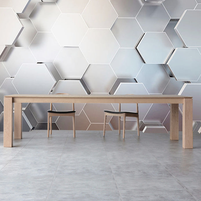 Wood Dining Table Rectangle Modern Table with 4 Legs for Restaurant
