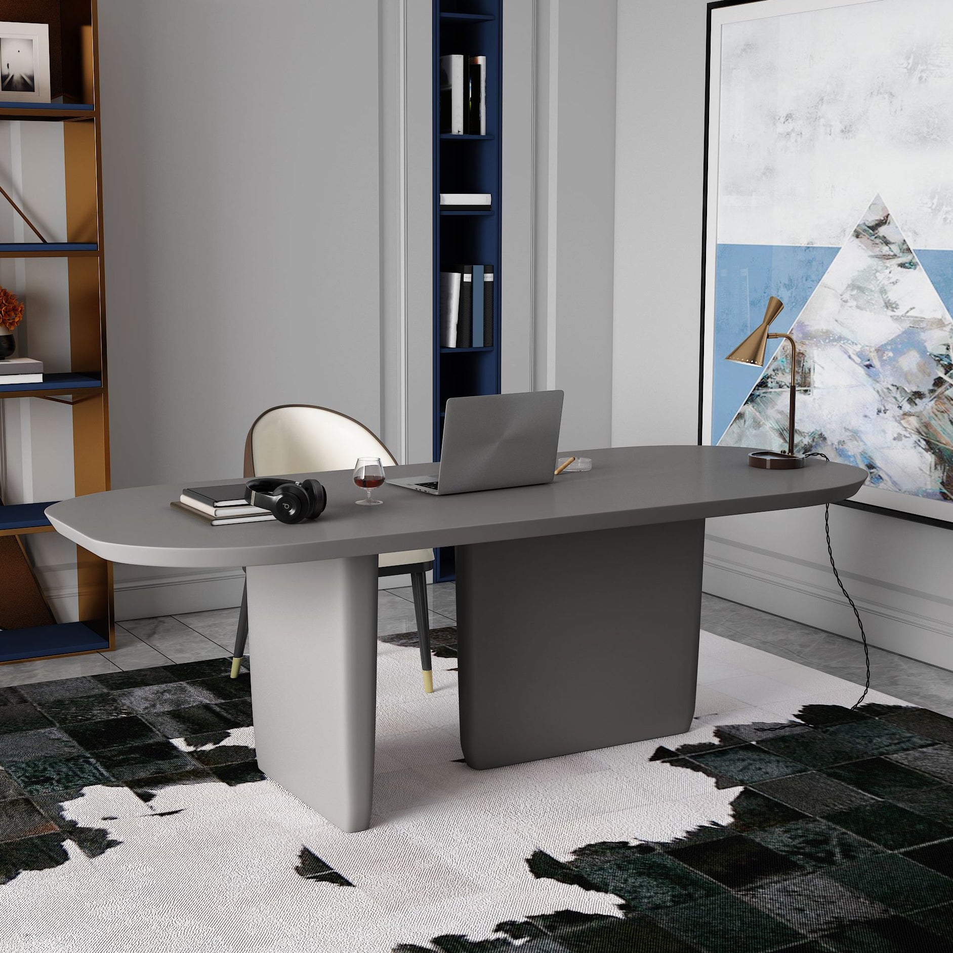 Mesa de comedor de madera maciza rectángulo mesa moderna con base de pedestal doble