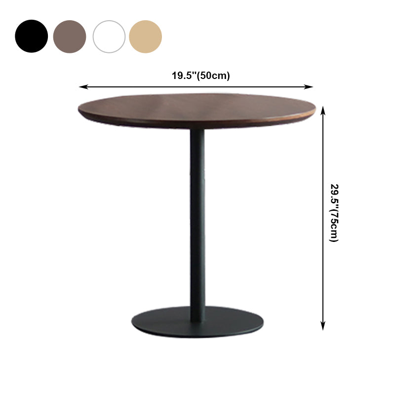 Modern Artificial Wood Table Round Dining Table with Metal Pedestal Base for Restaurant