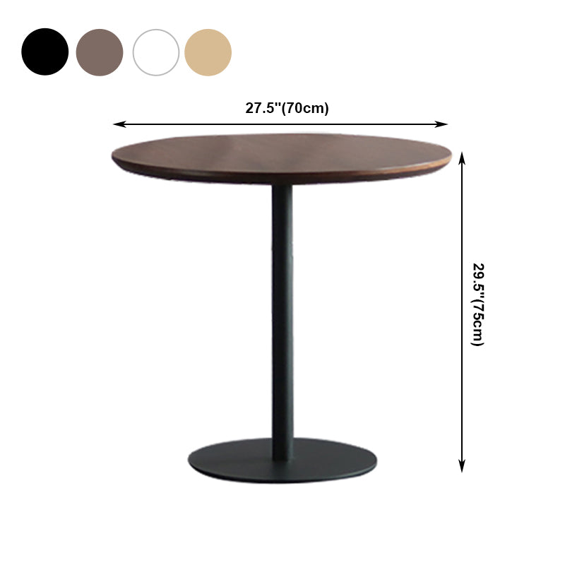 Modern Artificial Wood Table Round Dining Table with Metal Pedestal Base for Restaurant