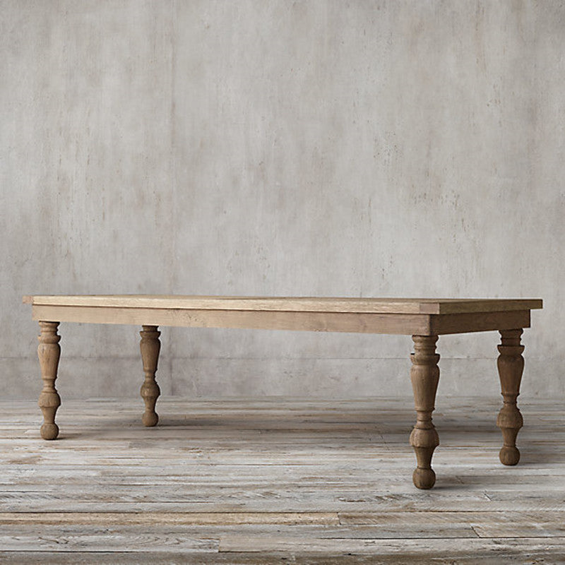 Mesa de comedor rectangular de madera de pino moderna con 4 patas para restaurante