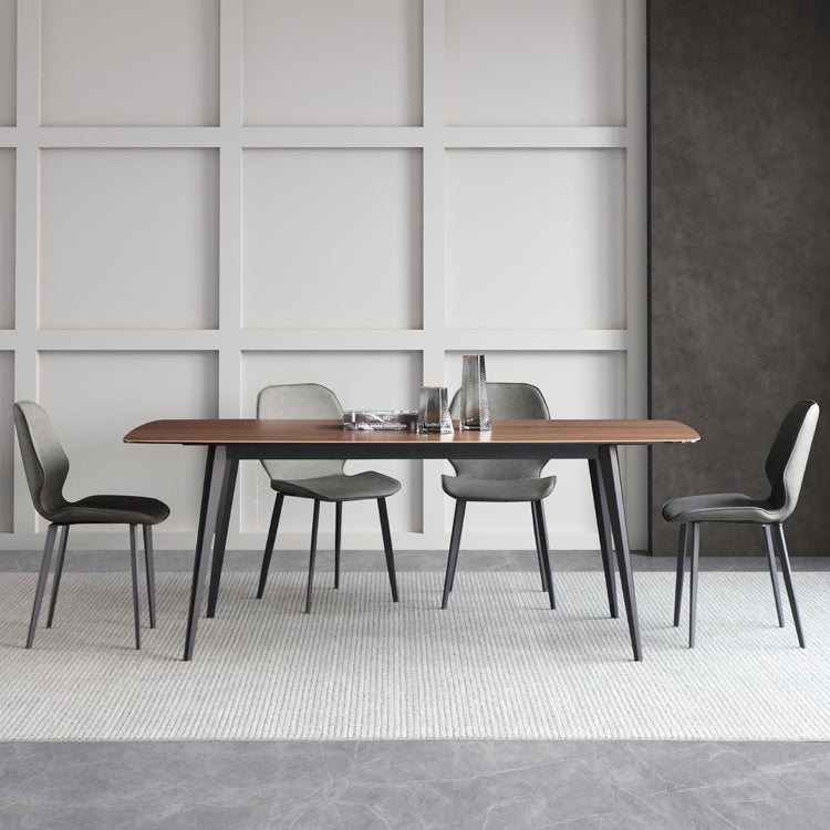Mesa industrial de piedra sinterizada para restaurante, mesa de comedor rectangular con 4 patas de metal