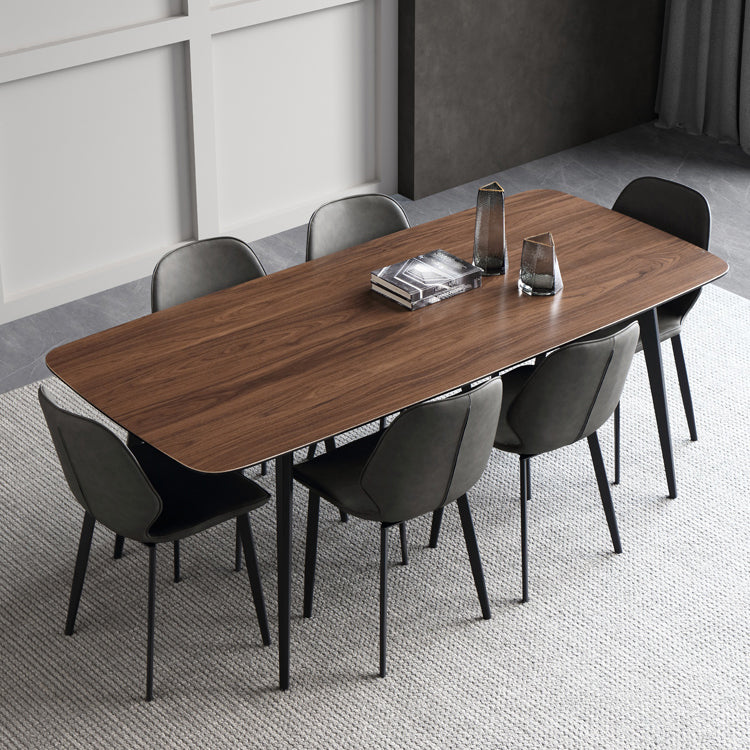 Mesa industrial de piedra sinterizada para restaurante, mesa de comedor rectangular con 4 patas de metal