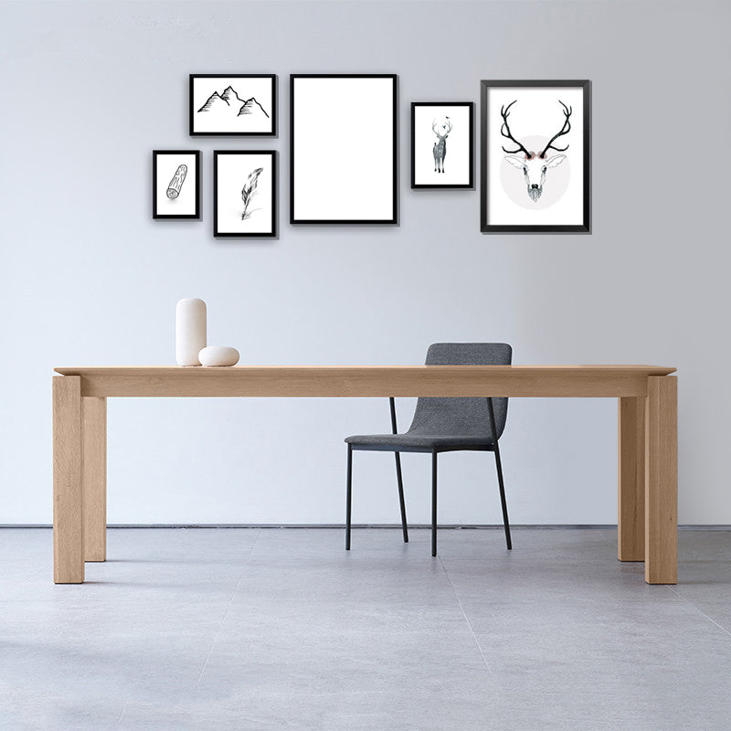 Mesa de comedor rectangular Mesa fija moderna de madera maciza con 4 patas