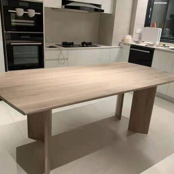Bois massif 4 jambes Table moderne Rectangle Tablette de dinette fixe
